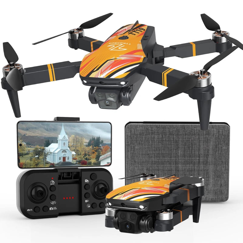 Foldable quadcopter drone with 1080p camera, remote controller with screen, storage case