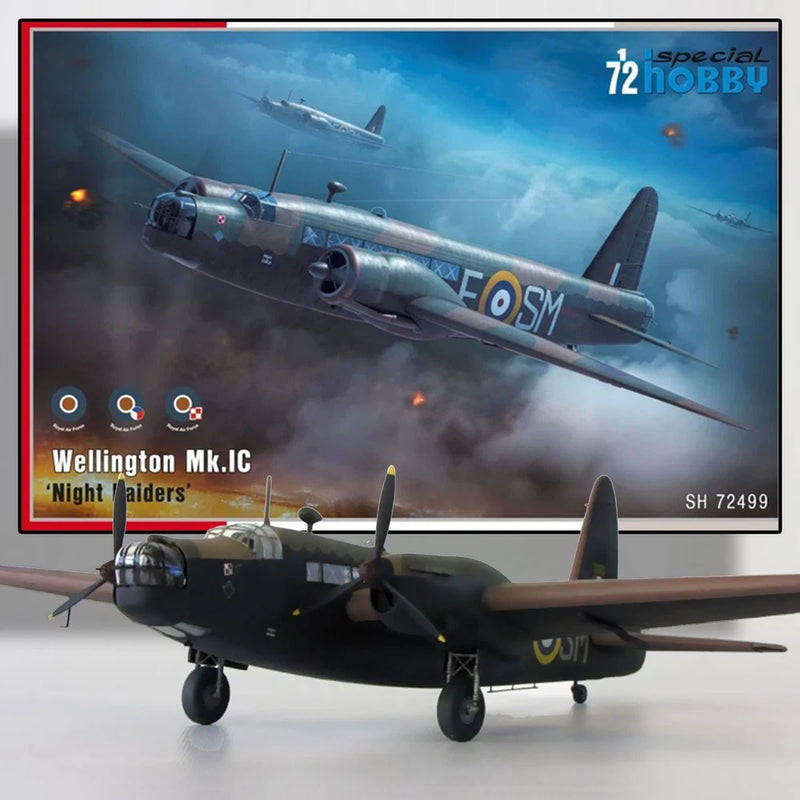 Dark green and gray Wellington Mk.1C model airplane kit with landing gear