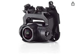 FPV camera gimbal with mounted action camera, black housing and tilt motor mount