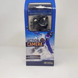 Waterproof action camera retail box with camera window and 2.0-inch LCD screen text