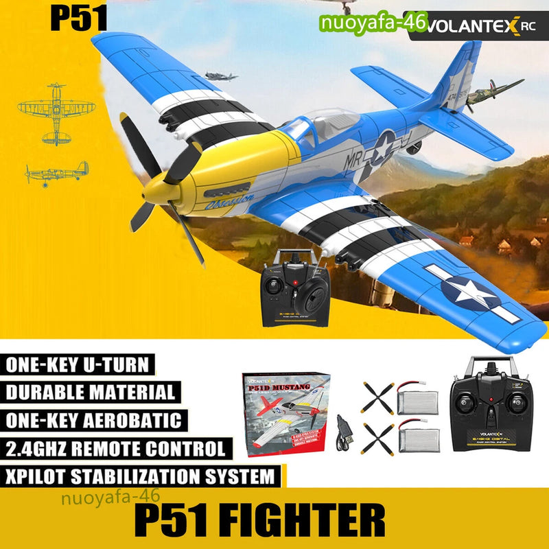 VOLANTEX WWII P51 4CH Fighter RC Airplanes 2.4G Remote  6-Axis Aerobatic Glider