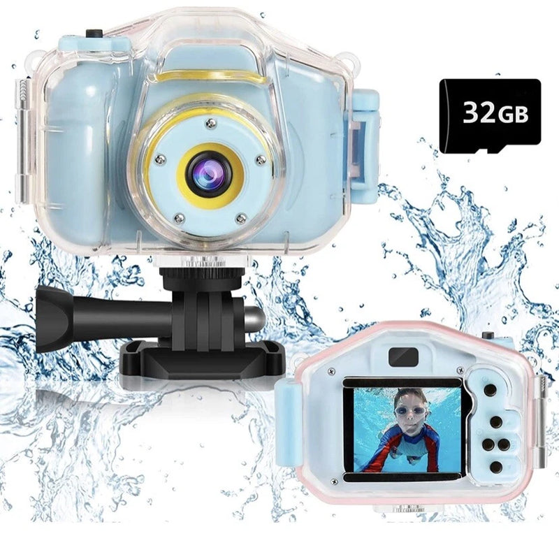 Kids Underwater Sports HD Digital Action Camera toy 2?? Screen 32GB (Blue)