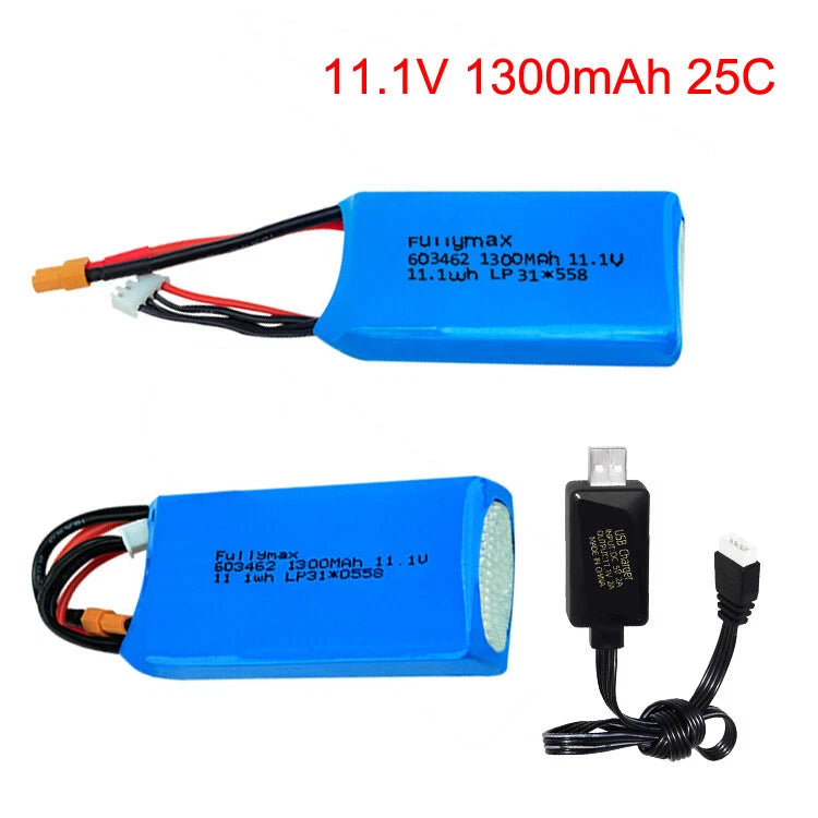11.1V 1300mAh 25C Lipo Battery for Wltoys XK X450 RC Airplane Fixed Wing Plane Battery