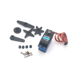 Waterproof RC servo with star arm, mounting screws and gray control unit, red wires