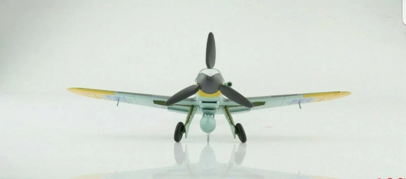 1:48 scale Messerschmitt BF 109G-6 model aircraft with green nose and propeller