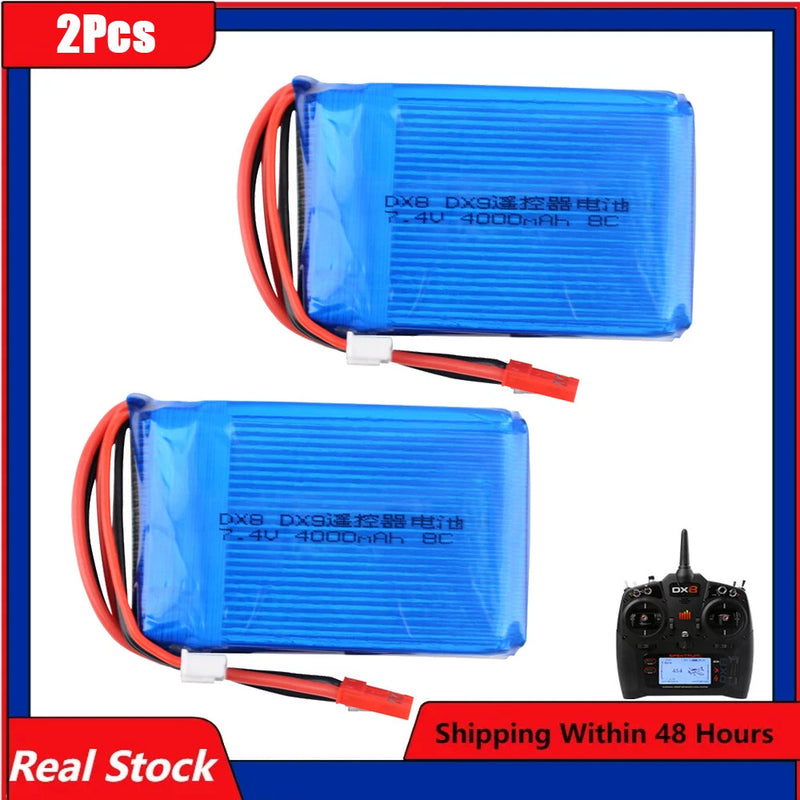 7.4V 4000mAh Li-po Battery For Spektrum DX8 DX9 Remote Controller Transmitter RC Battery