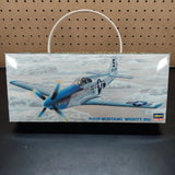 P-51B Mustang model kit box with blue airplane artwork
