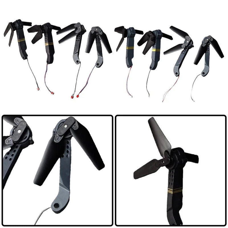 Drone motor arm set with black folding axis arms and mounting brackets