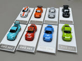 Set of eight 1:64 Porsche RWB 964 alloy car model cars in assorted colors