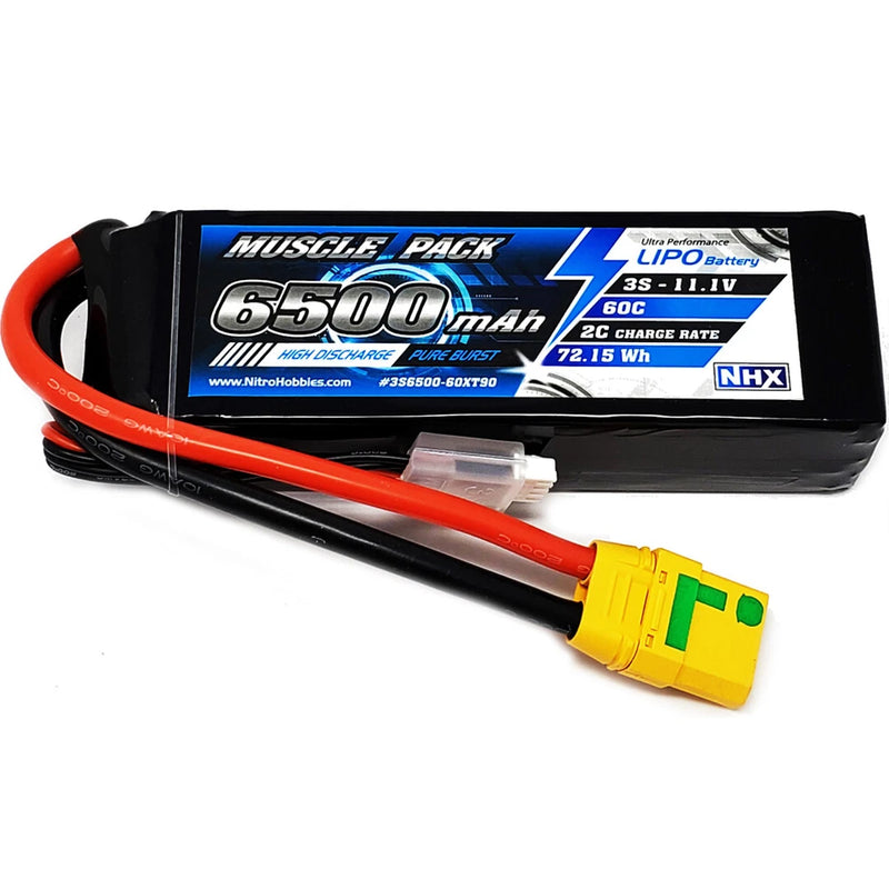 NHX Muscle Pack 3S 11.1V 6500mAh 60C Lipo Battery w/ XT90 Connector Battery