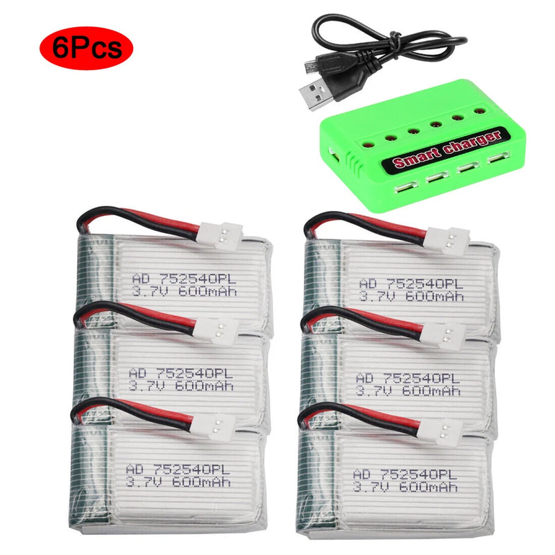 3.7V 600mAh 25C Lipo Battery + USB Syma X5C X5SW M68 Cheerson CX-30 H5C RC Drone