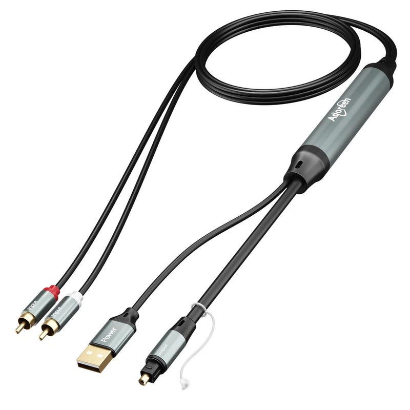 Unidirectional 2 RCA Input to SPDIF/Toslink Output Optical Adapter Cable 4 Ft...