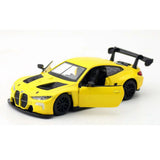 1:44 M4 GT3 Model Car Metal Diecast Toy Vehicle Doors Open Pull Back Yellow