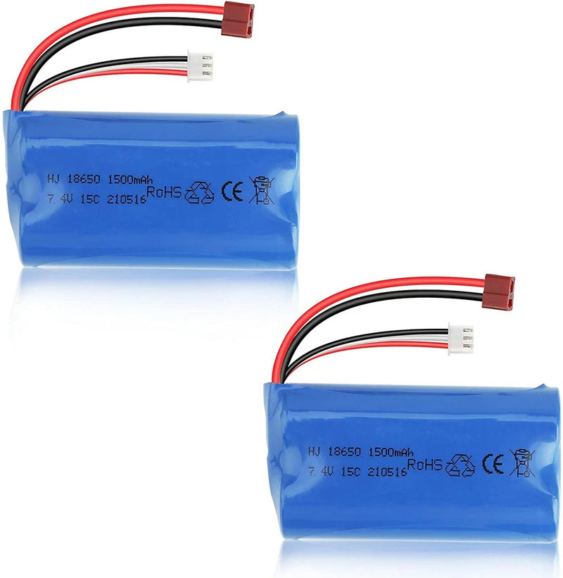 2pcs 7.4V 1500mAh Li-ion Batteries Deans T Plug For 4WD RC Auto Cars Turck Boat