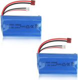 2pcs 7.4V 1500mAh Li-ion Batteries Deans T Plug For 4WD RC Auto Cars Turck Boat