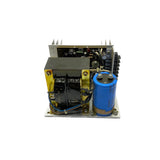 AC-DC power converter with open circuit board and blue cylindrical capacitor