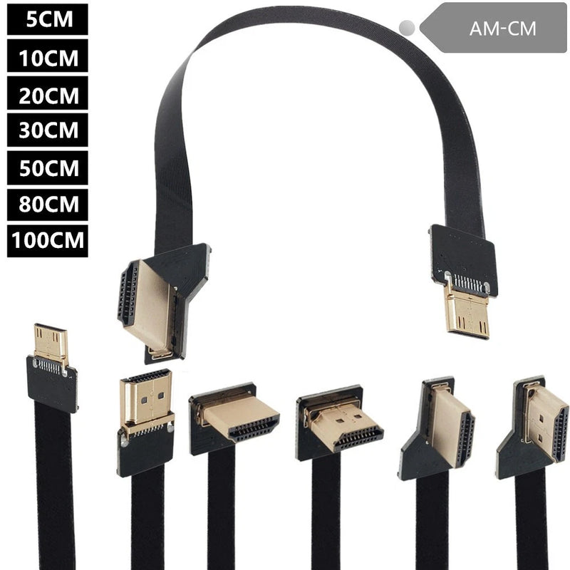 FPV Gimbal HDMI Cable A to C Male Right Angle Flat Ribbon for Aerial Photography