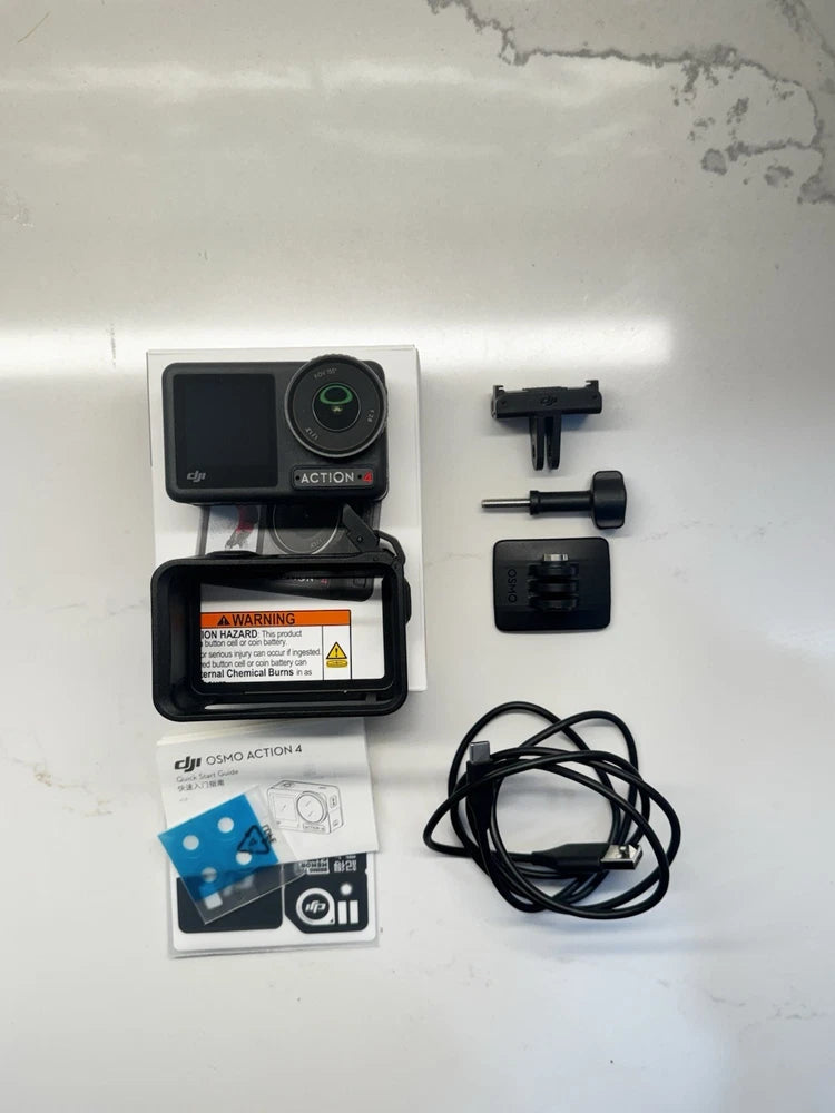 DJI Osmo Action 4 4K Action Camera Black w/ Mounts, USB-C Cable, Cage & Box