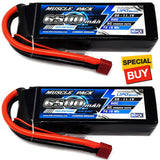NHX Muscle Pack 3S 11.1V 6500mAh 60C Lipo Battery (2) w/ Deans Connector Battery