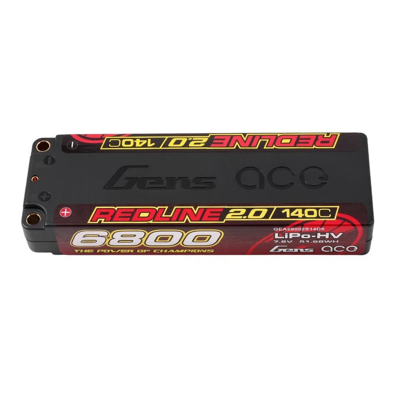 Gens ace 6800mAh 2S 7.6V 140C Redline 2.0 Series Lipo Battery with 5.0mm bullet Battery