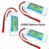 Lectron Pro 3-pack LiPo battery packs with red/black balance leads