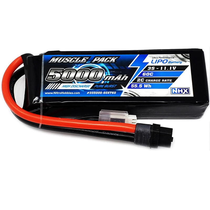 NHX Muscle Pack 3S 11.1V 5000mAh 60C Lipo Battery w/ XT60 Connector Battery