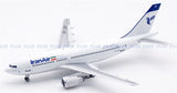 Pre-built IranAir Airbus A310-200 model aircraft in white with blue tail, showing engines.