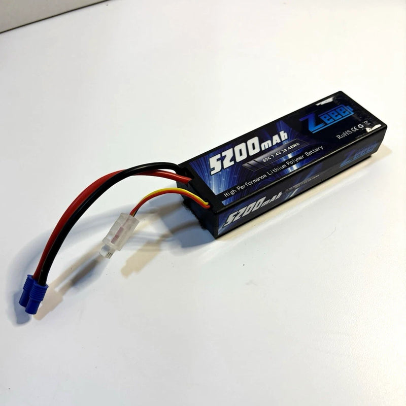 Zeee 2S 7.4V 5200mAh 80C LiPo RC Battery Pack for 1:10 Scale Battery