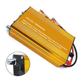 Orange DC to AC power inverter converter with copper terminals and red/black leads