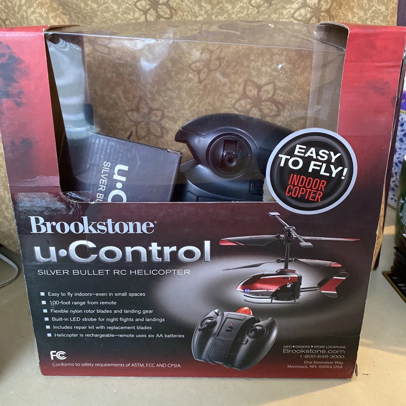 Brookstone u-Control Silver Bullet RC Helicopter Box Has Been Opened Not Used