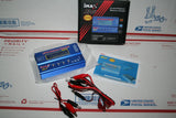 IMAX RC battery charger with blue display module and black red charging leads
