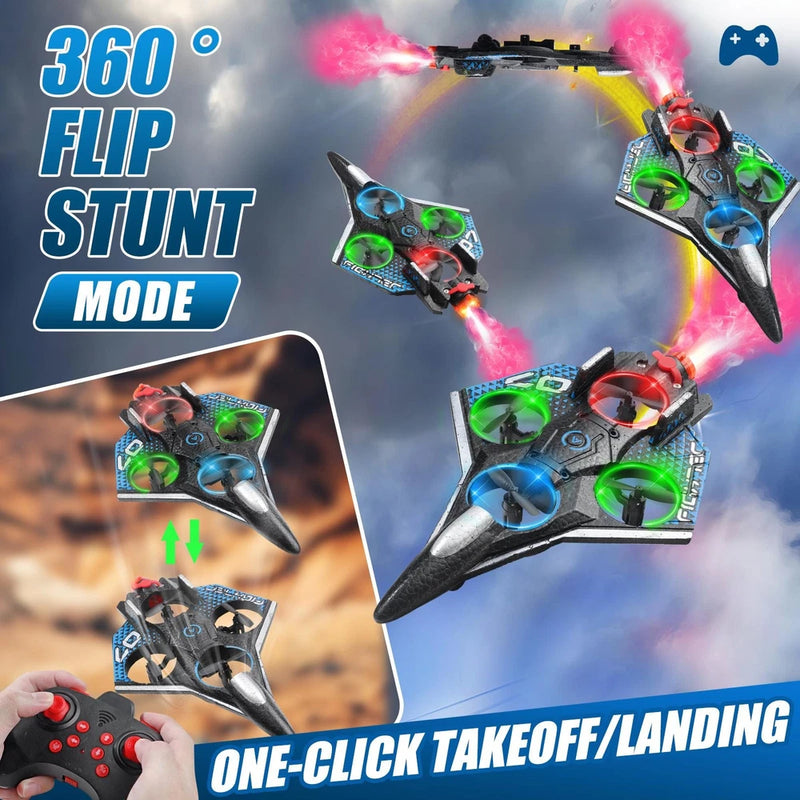 Colorful LED stunt remote control jet drone, one-click takeoff/landing