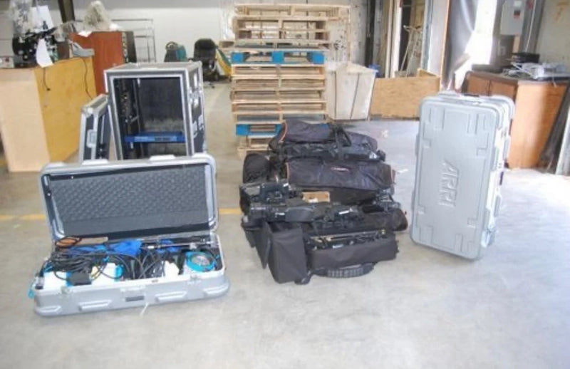 video production equipment - rolling Coachcom chest 3 - Panasonic video cameras