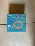 D6 4ch quadcopter drone retail box with blue packaging and drone illustration