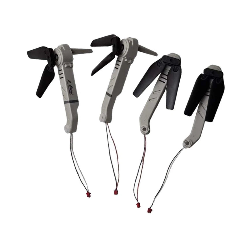 RC drone motor arm set: four front/rear arms with black propeller blades