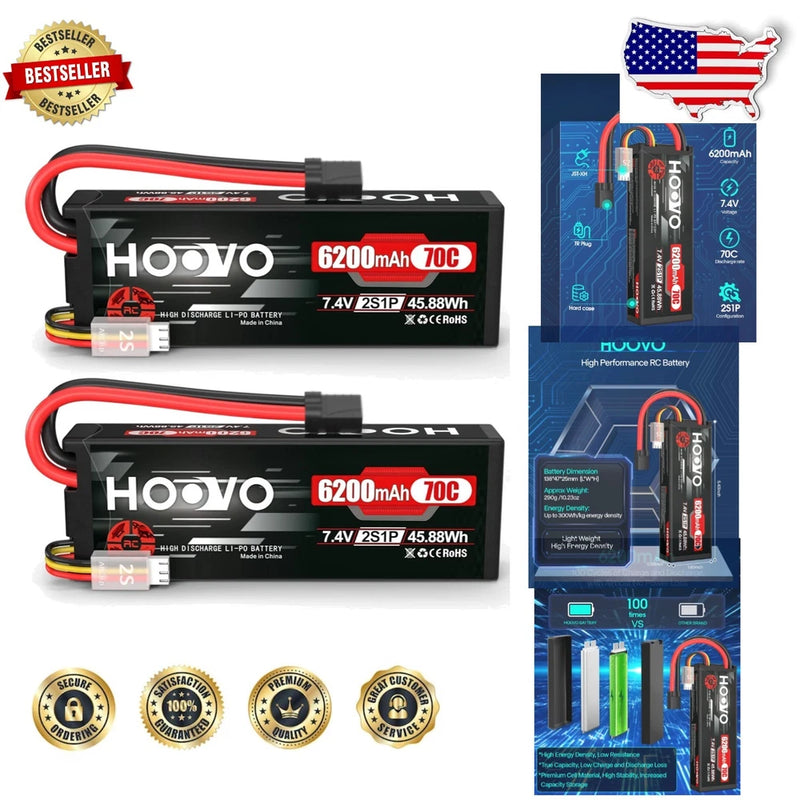 2S 6200mAh 7.4V Lipo Battery Pack Hard Case Tracxas RC Vehicles