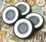Resin 15-Inch ¡°Steelie¡± Wheels, W/ Wide Whitewalls,1/24 1/25 Scale