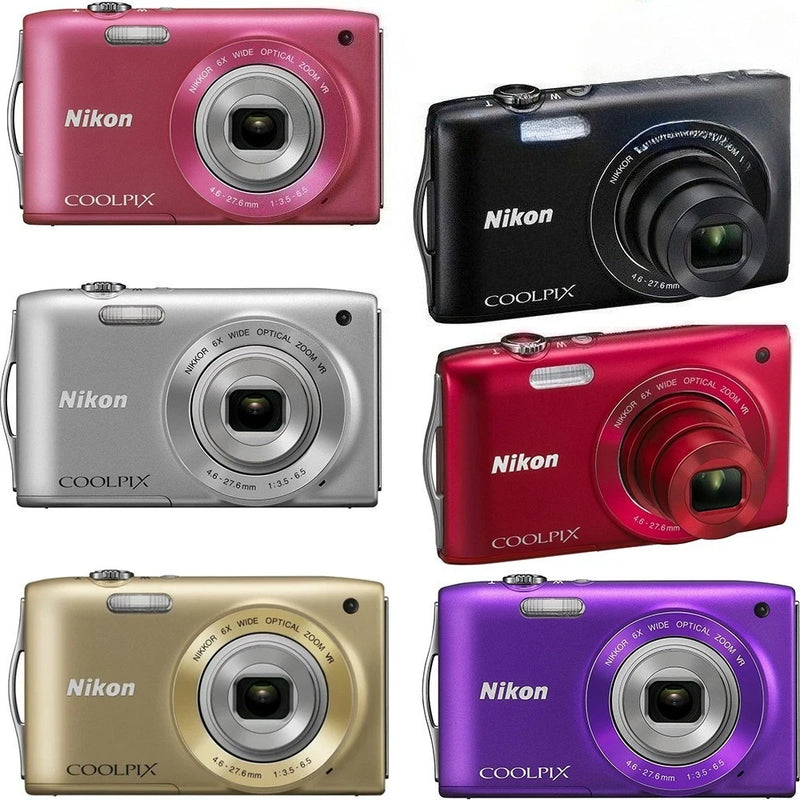Nikon COOLPIX S3300 Digital Camera 16.0 MP 6X Optical Zoom with Accessories