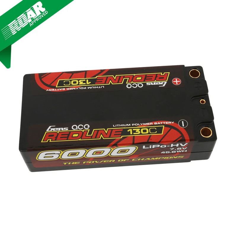 Gens Ace Redline Series 6000mAh 7.6V 130C 2S2P Shorty Lipo