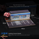 1/64 Diorama Car Parking Lot Model LED Lighting Convenience Store Scene Model