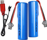 2Pcs 3.7V 2000mAh SM-2P Plug Rechargeable Battery + USB Cable for RC Cars Boats