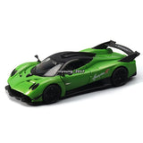 1/32 green and black sports diecast car with rear spoiler and detailed wheels