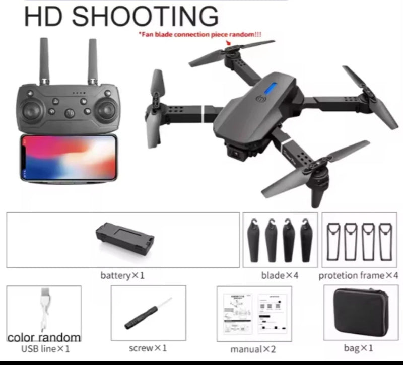 Foldable quadcopter RC drone with remote controller and dual camera, WiFi FPV