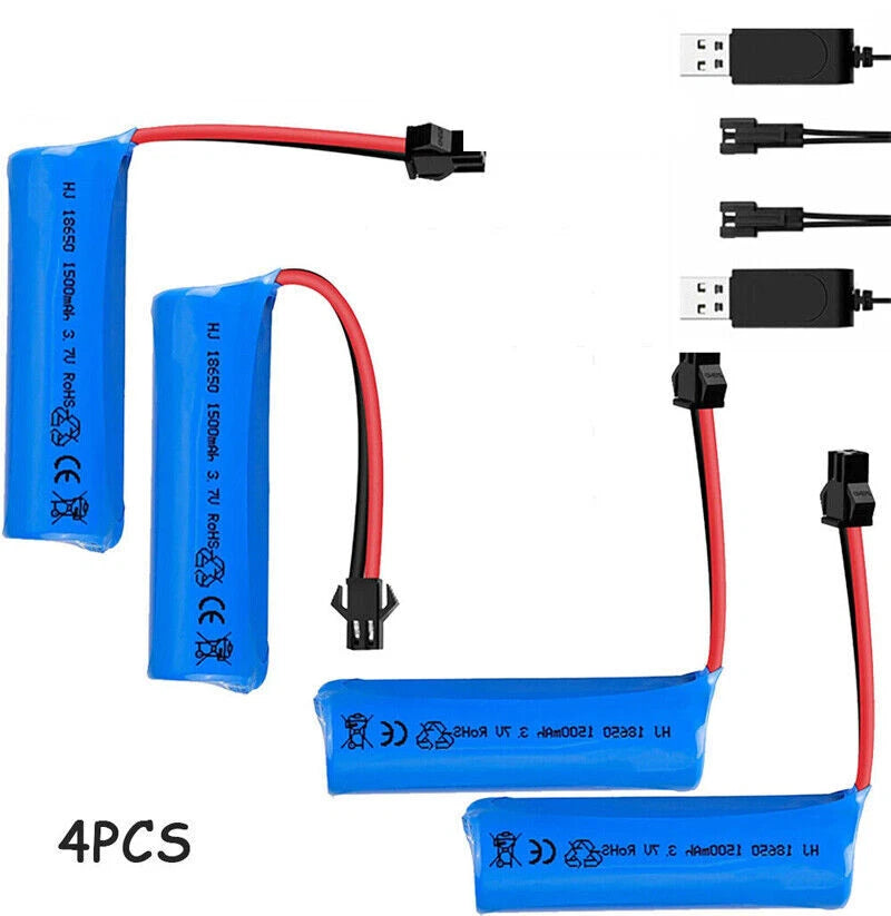 3.7V 1500mAh Rechargeable Lipo Battery with SM Plug +USB cable For RC Cars Boats Battery