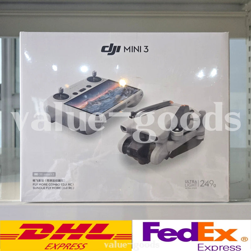 DJI Mini 3 Fly More Combo box with drone and RC controller