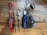 Red E-Flite Blade 180 RC helicopter trainer set with transmitter and battery