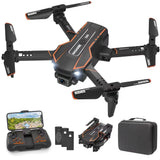 Orange-and-black mini quadcopter with camera, plus remote and carrying case