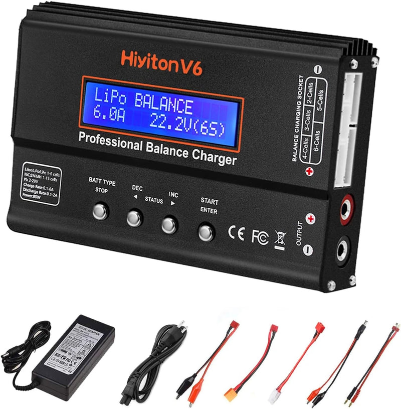 6A Lipo Battery Charger, 1S-6S Balanced Charger Discharger, 1-6S Lipo Li-Ion Nim Battery
