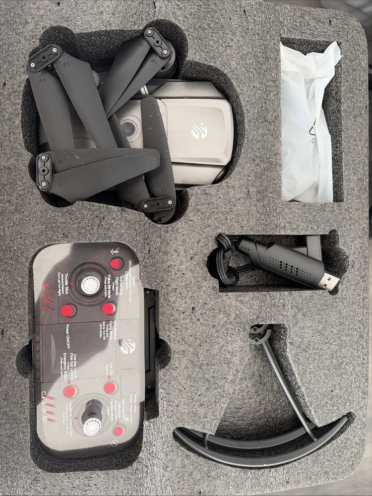Vivitar Skyhawk GPS foldable drone kit with controller, black