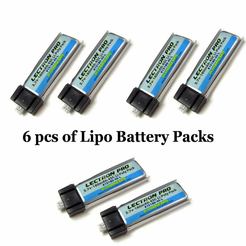 New Lectron 6 pc 1S 3.7V 180mAh 45C LiPo Battery BLADE MSRX PARKZONE NAO CPX